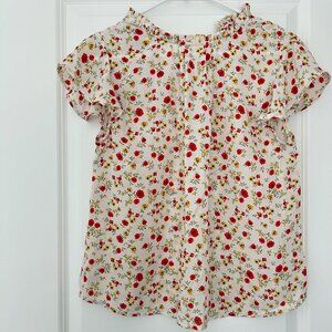 High Neck Lightweight Red and Yellow Floral Blouse